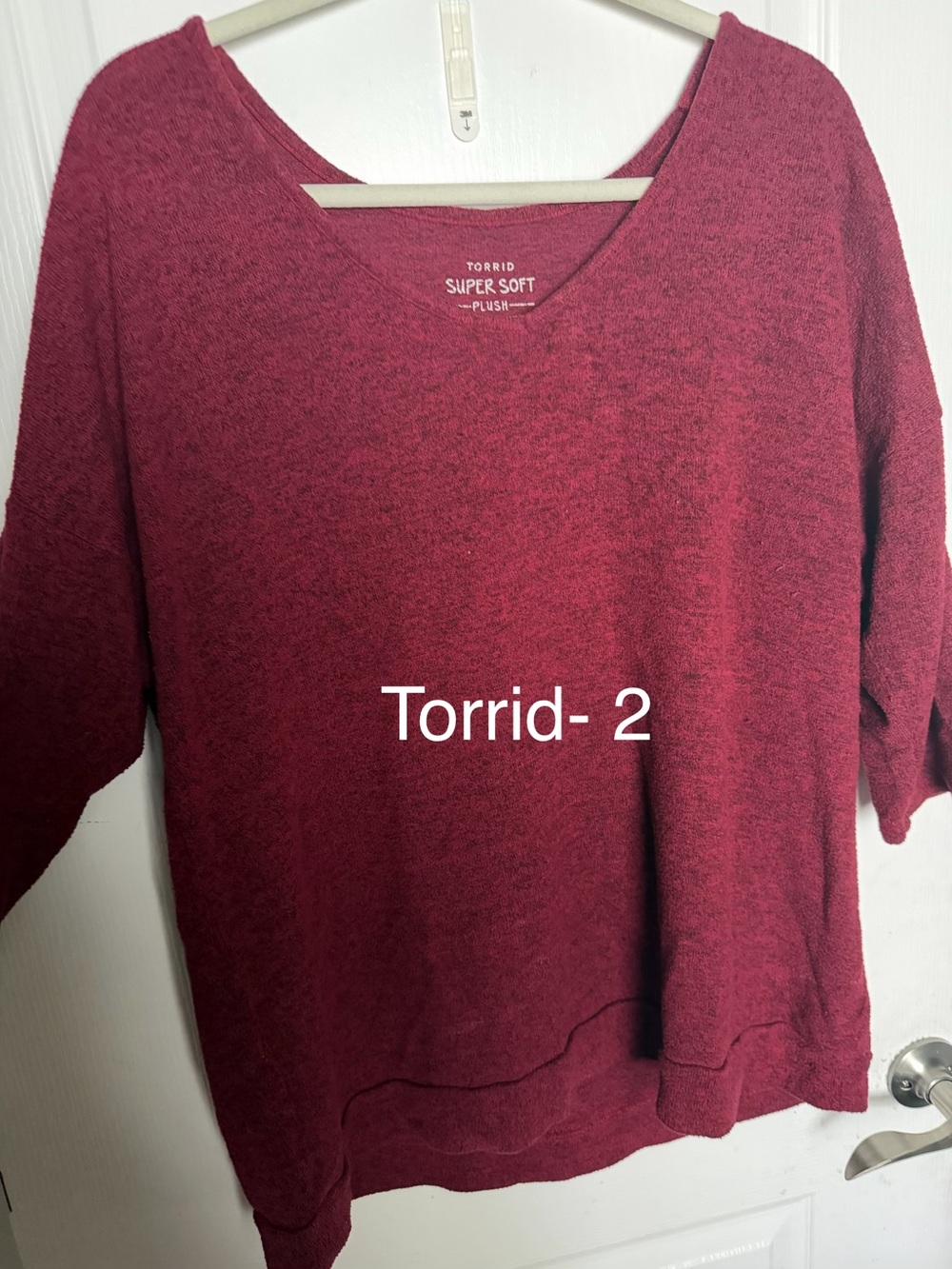 torrid Plush V-Neck Pullover Hoodie in Wine Red